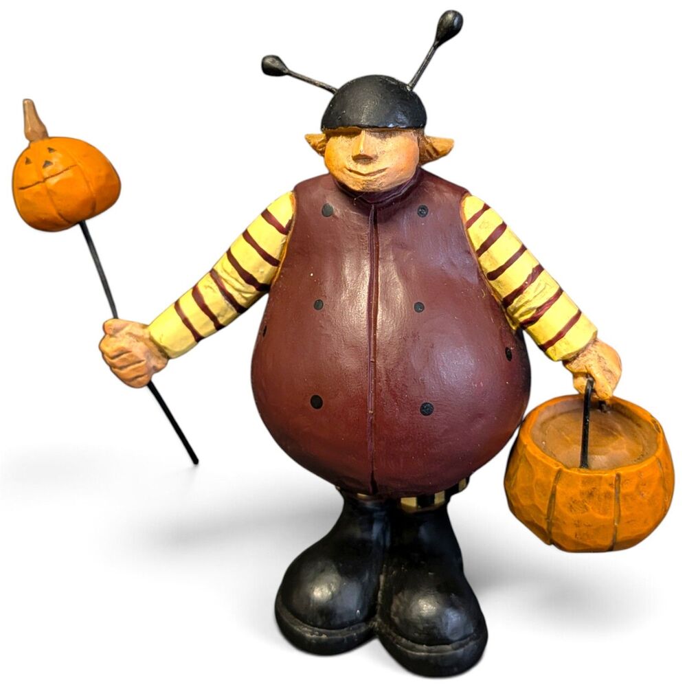 Williraye Studio 2001 Ladybug Costume Halloween Vintage Pumpkin Folk Art Figure
